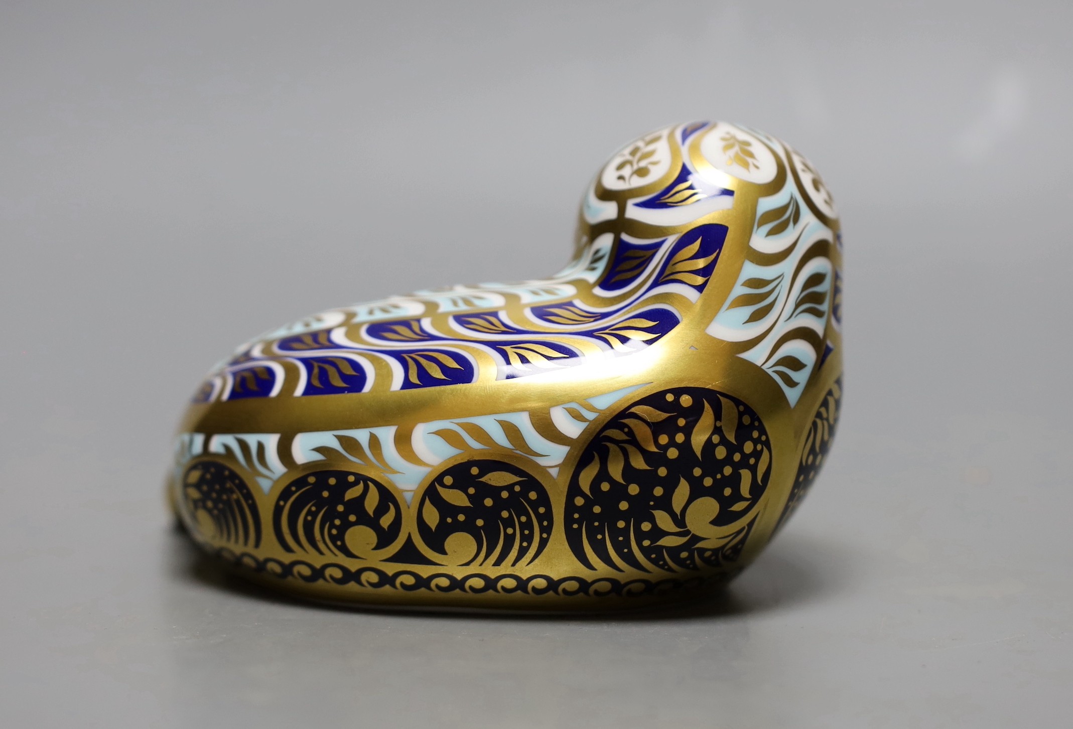 A Royal Crown Derby paperweight - Harbour Seal, gold stopper, boxed with certificate